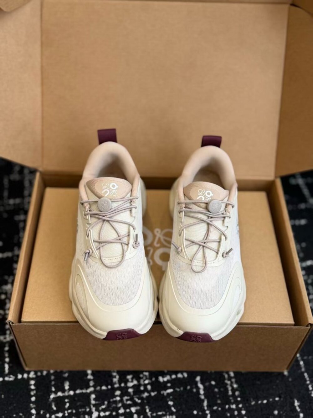 Loewe x On Beige Anagram Co-branded Running Sneakers